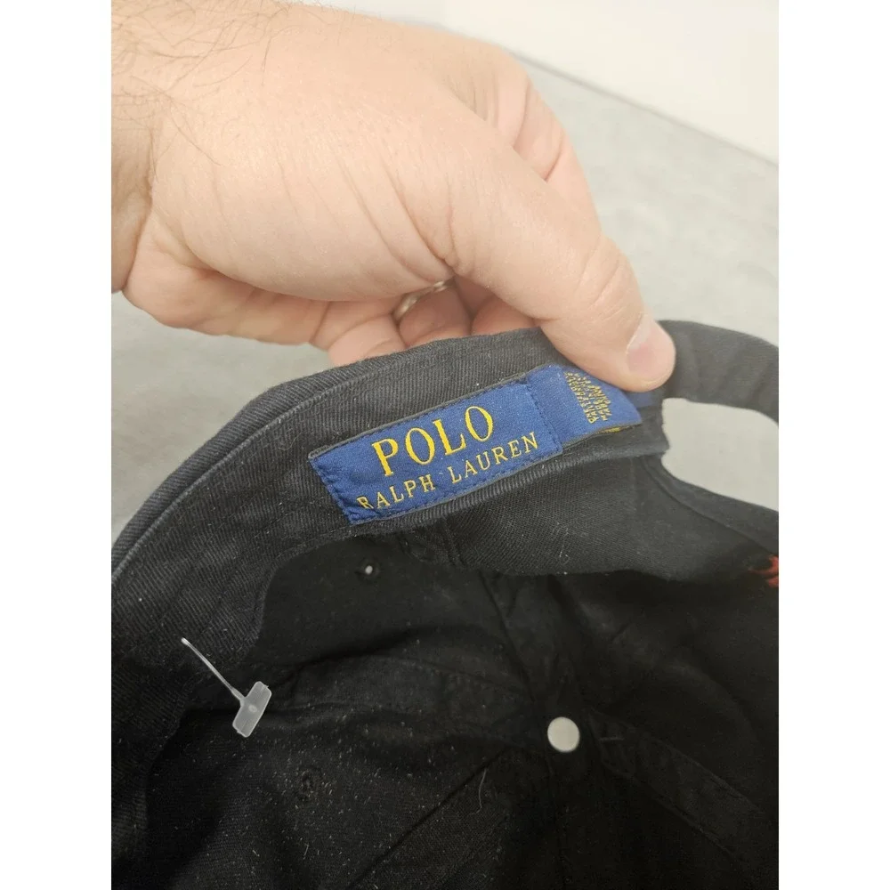 Polo Ralph Lauren Baseball Cap Mens OS Black Red Pony Adjustable Cotton Dad Hat